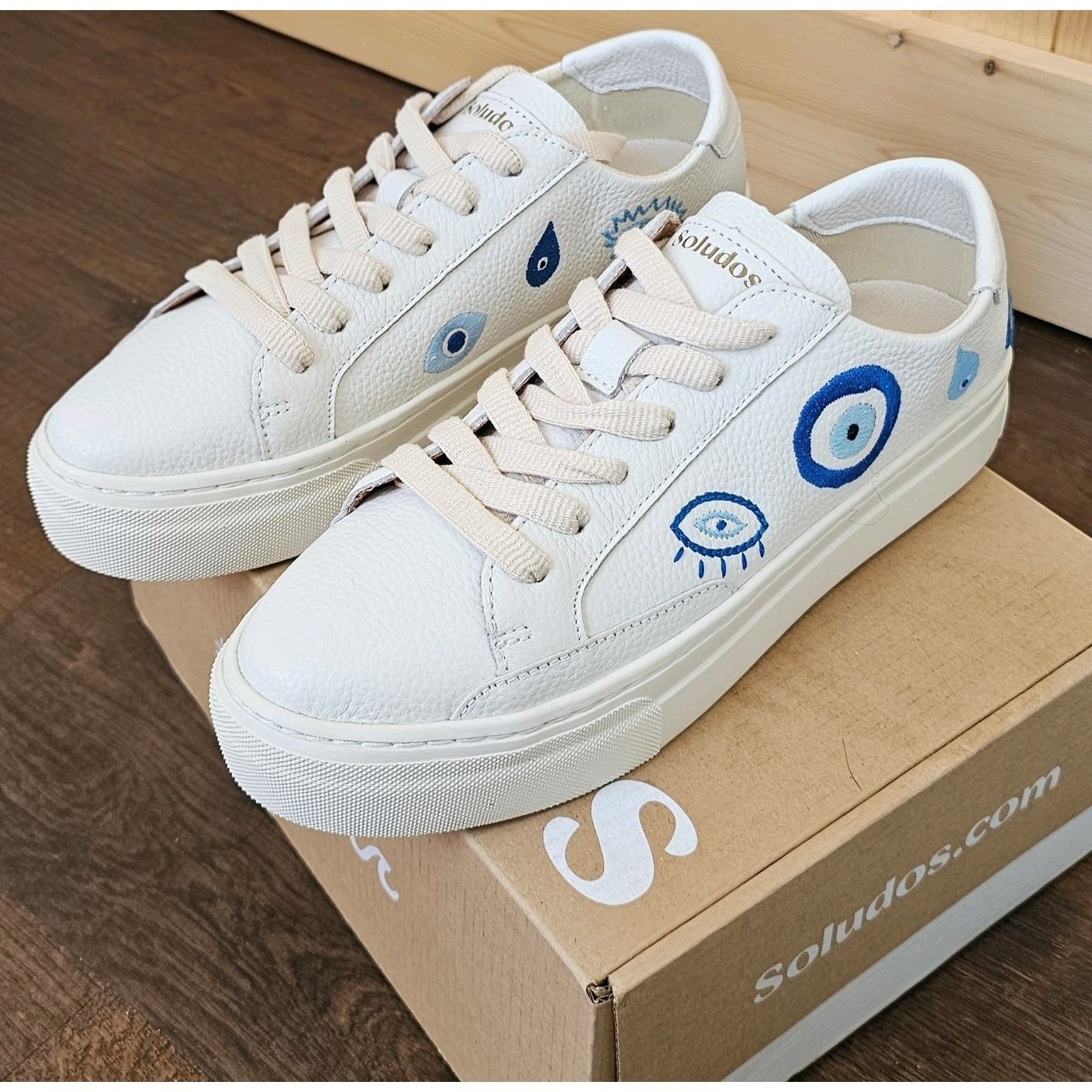 Soludos Women's White Evil Eye Ibiza Sneaker. Size 7 New In Box — image 2 of 6